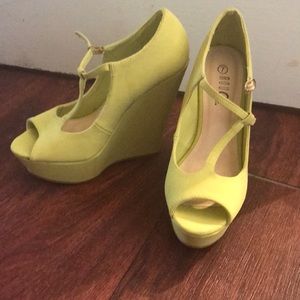 Neon green wedges